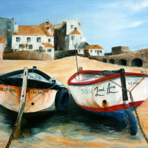 St Ives harbour boats. Cornwall.