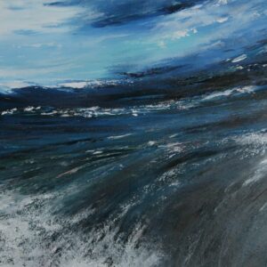 Surfing wave, Cornwall. Original oil painting by Jan Rogers