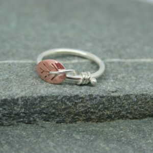 Silver and copper leaf ring