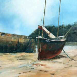 Cornish Lugger, St Ives harbour. Original oil painting by Jan Rogers