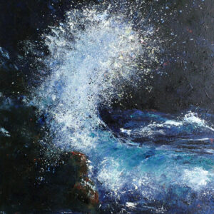 Large wave splash, Cornwall. Original oil painting by Jan Rogers