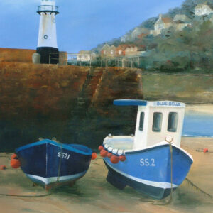 St Ives harbour boats. Cornwall. Original oil painting by Jan Rogers