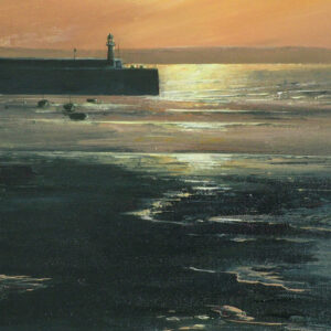 Sunrise over St Ives harbour. Cornwall. Original oil painting by Jan Rogers