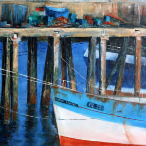 Newlyn fishing harbour, Cornwall. Original oil painting by Jan Rogers