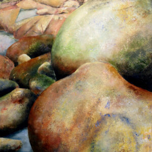 Beach pebbles. Original oil painting by Jan Rogers