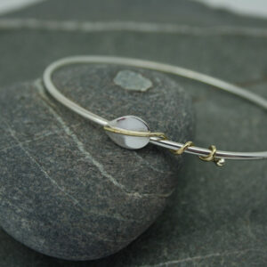 Silver leaf bangle with brass detail