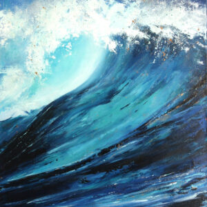 Blue wave, Cornwall. Original oil painting by Jan Rogers